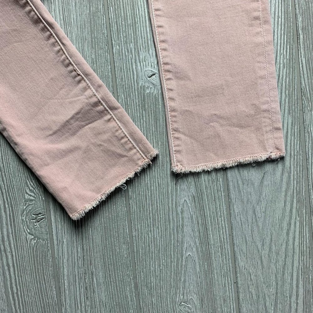 American Eagle Pink Crop Jegging Raw Hem Stretch 8 - Picture 6 of 7